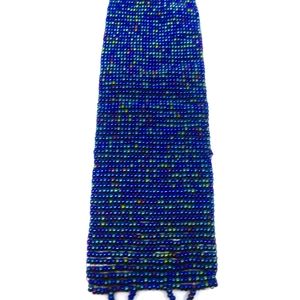 Handmade beaded cuff bracelet blue dominant "peacock" color pallet